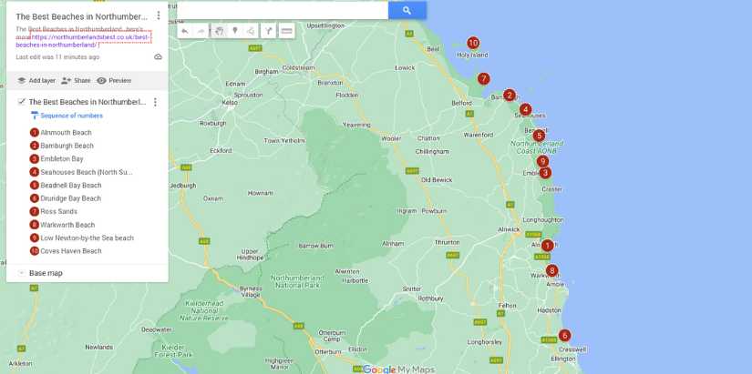 The Best Beaches in Northumberland Map